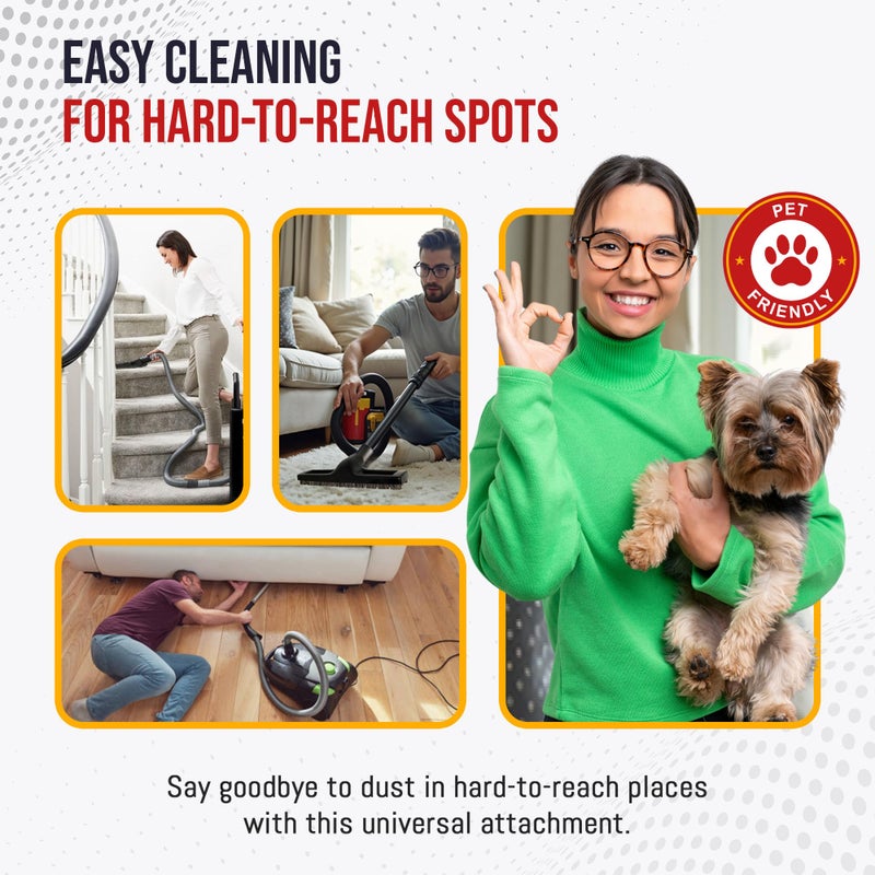 MP Maresh Products Vacuum Brush Attachment for Hardwood and Bare Floors or Walls - Wall Brush for Cleaning with Natural Horse Hair Bristles - 1 1/4 Inch Female ID Connection - 14-Inch with Wheels - Image 5
